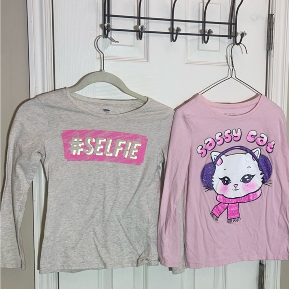 2 long sleeve girls t-shirts child medium size 7/8